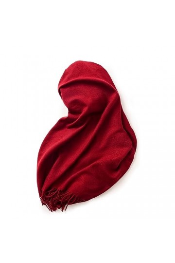 TOPCOR Écharpe monochromatique avec col à pompons chaud, tout convient, Bordeaux, 70*180