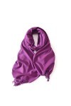 TOPCOR Écharpe monochromatique avec col à pompons chaud, tout convient, violet, 70*180