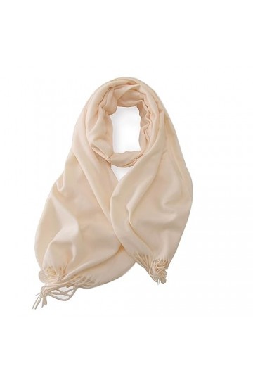 TOPCOR Écharpe monochromatique avec col à pompons chaud, tout convient, ivoire, 70*180