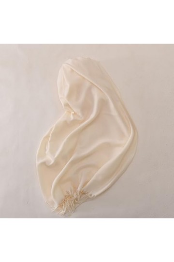 TOPCOR Écharpe monochromatique avec col à pompons chaud, tout convient, ivoire, 70*180