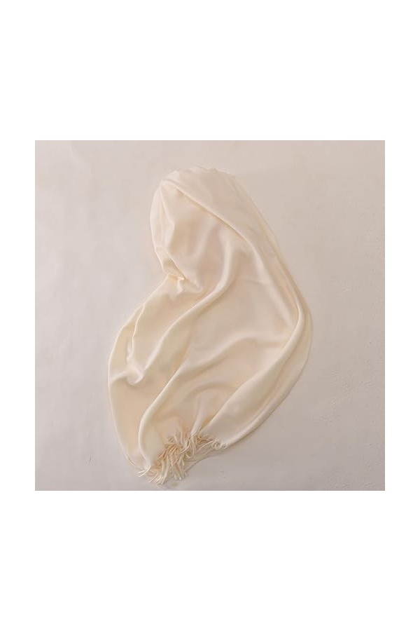 TOPCOR Écharpe monochromatique avec col à pompons chaud, tout convient, ivoire, 70*180