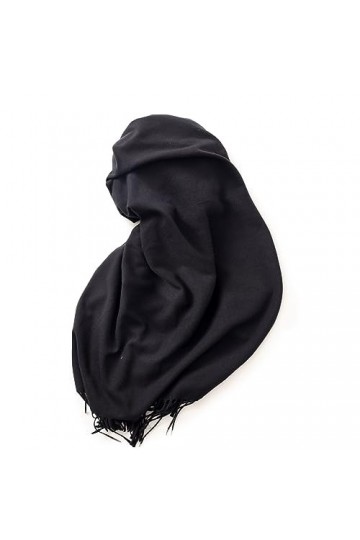 TOPCOR Écharpe monochromatique avec col à pompons chaud, tout convient, Noir , 70*180