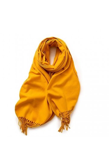 TOPCOR Écharpe monochromatique avec col à pompons chaud, tout convient, jaune, 70*180