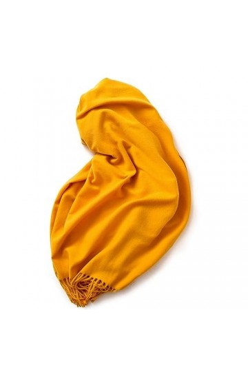 TOPCOR Écharpe monochromatique avec col à pompons chaud, tout convient, jaune, 70*180