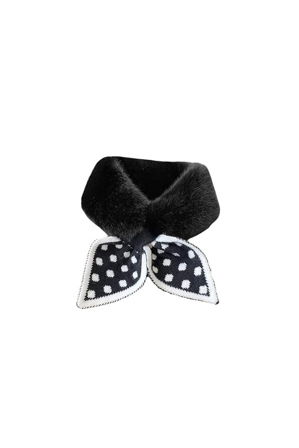 Fairyspark Écharpe en peluche épaisse chaude et mignonne pour femme et enfant, Noir , taille unique