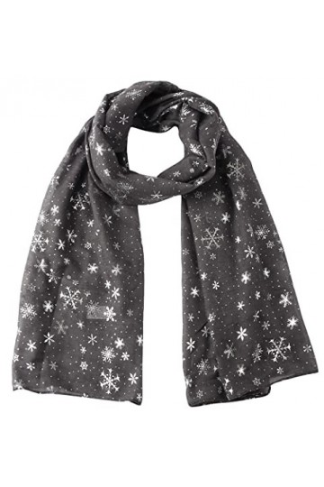 GFM Écharpe de Noël avec imprimé flocons de neige SNFLK-N , Snflk-03-ghbh-gris, L