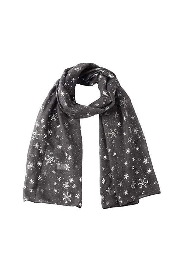 GFM Écharpe de Noël avec imprimé flocons de neige SNFLK-N , Snflk-03-ghbh-gris, L