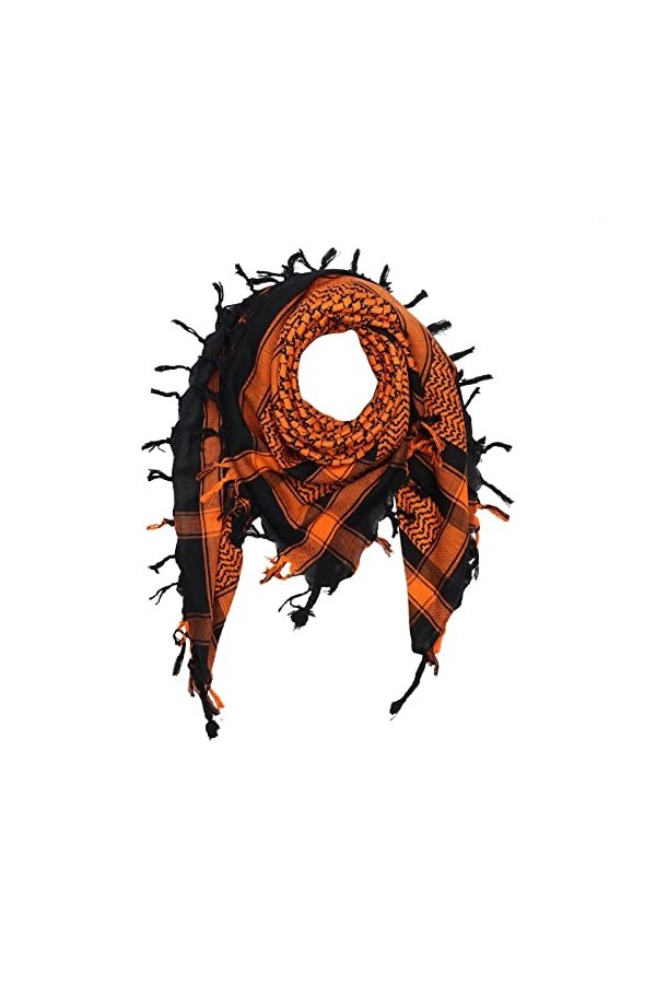 Freak Scene Kufiya - noir - orange - 100 x 100 cm - Shemagh - foulard Arafat palestinien - keffieh en coton