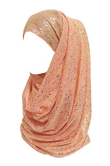 Lina & Lily Écharpe hijab dorée scintillante pour femme, pêche, taille unique