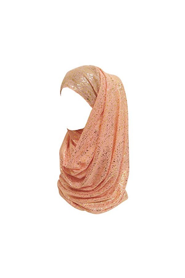 Lina & Lily Écharpe hijab dorée scintillante pour femme, pêche, taille unique
