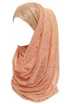 Lina & Lily Écharpe hijab dorée scintillante pour femme, pêche, taille unique