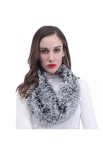 Lina & Lily écharpe tube snood bicolore en fausse fourrure Gris/Blanc 