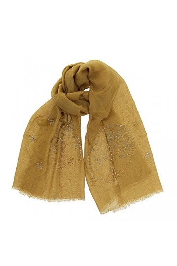 FASHIONGEN - Echarpe femme douce imitation coton, strass et arbre de vie MIRANDA - Camel