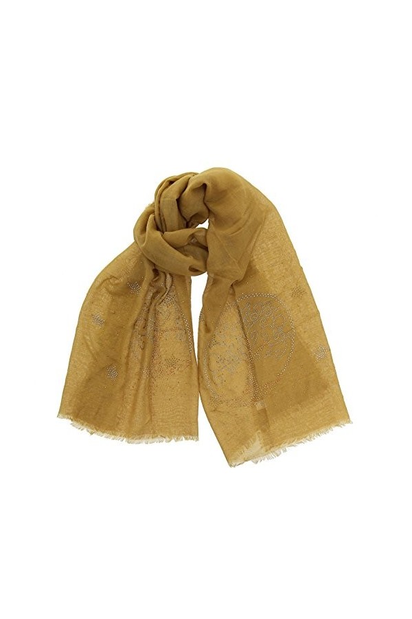 FASHIONGEN - Echarpe femme douce imitation coton, strass et arbre de vie MIRANDA - Camel