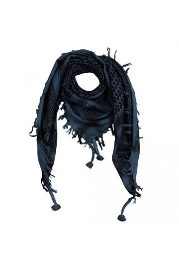 Freak Scene Kufiya - gris-bleu foncé - noir - 100 x 100 cm - Shemagh - foulard Arafat palestinien - keffieh en coton