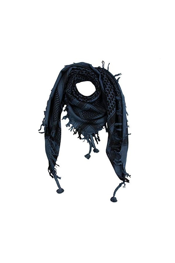 Freak Scene Kufiya - gris-bleu foncé - noir - 100 x 100 cm - Shemagh - foulard Arafat palestinien - keffieh en coton