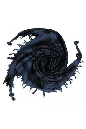 Freak Scene Kufiya - gris-bleu foncé - noir - 100 x 100 cm - Shemagh - foulard Arafat palestinien - keffieh en coton