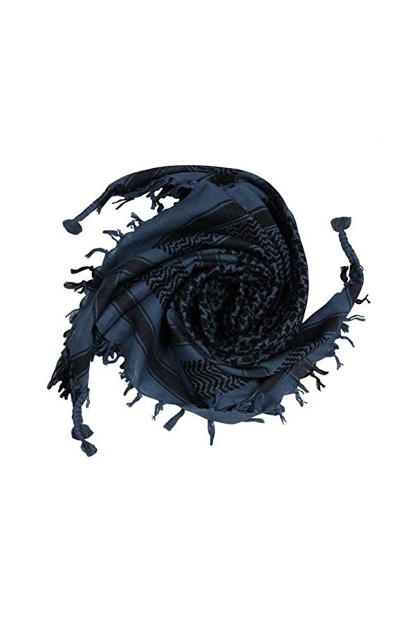 Freak Scene Kufiya - gris-bleu foncé - noir - 100 x 100 cm - Shemagh - foulard Arafat palestinien - keffieh en coton