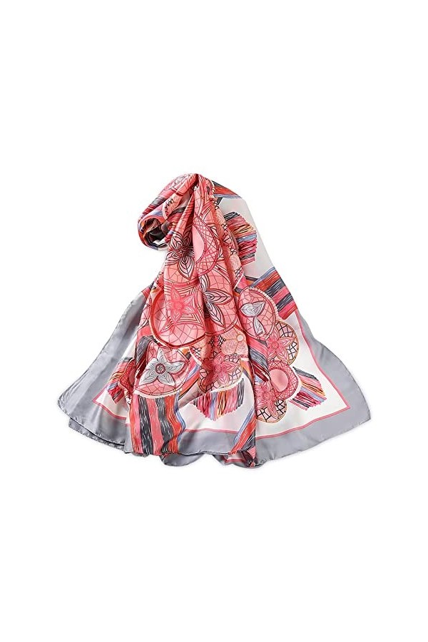 Silk Scarf Women Shawl Pink Scarf Stain Neckerchief Head Wrap Thin Scarf Ladies Beach Shawl Vintage Bridal Scarf Chiffon Scar
