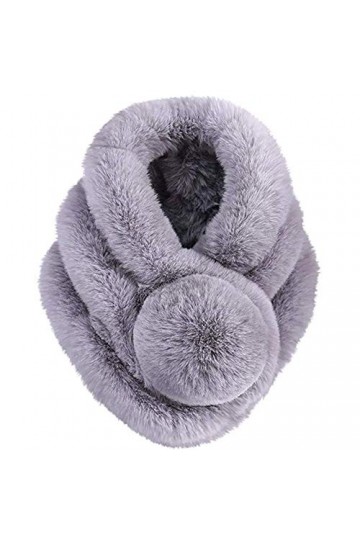 EQLEF Écharpe en Fausse Fourrure écharpes en Fausse Fourrure col en Hiver écharpe Collier Chaud avec Balle Souple pour Les Fe