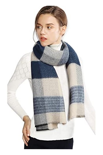 Suwangi Femme Écharpe Grand Plaid Long Chale Chaud Couverture Wrap Automne Hiver Cape Souple