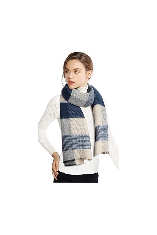 Suwangi Femme Écharpe Grand Plaid Long Chale Chaud Couverture Wrap Automne Hiver Cape Souple