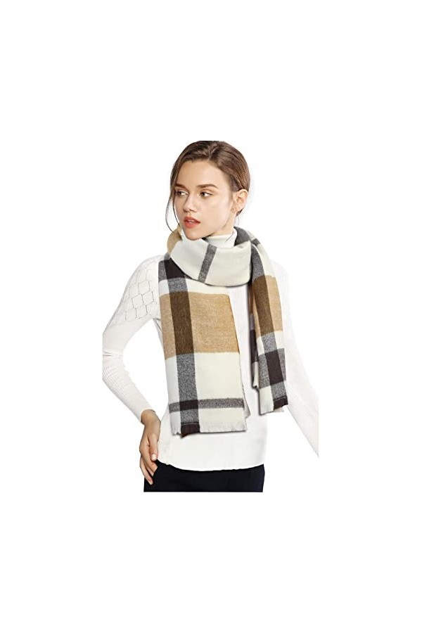 Suwangi Femme Écharpe Grand Plaid Long Chale Chaud Couverture Wrap Automne Hiver Cape Souple