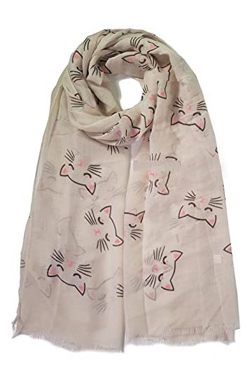 GFM Écharpe imprimé chats CTSCF-A , Beige - CT-21-TR 