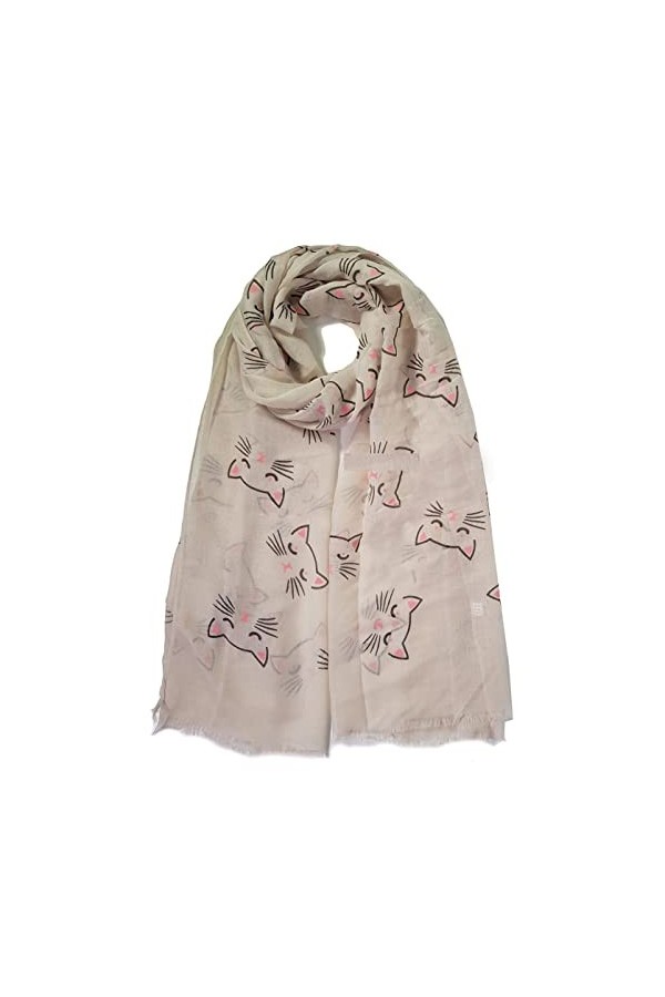 GFM Écharpe imprimé chats CTSCF-A , Beige - CT-21-TR 
