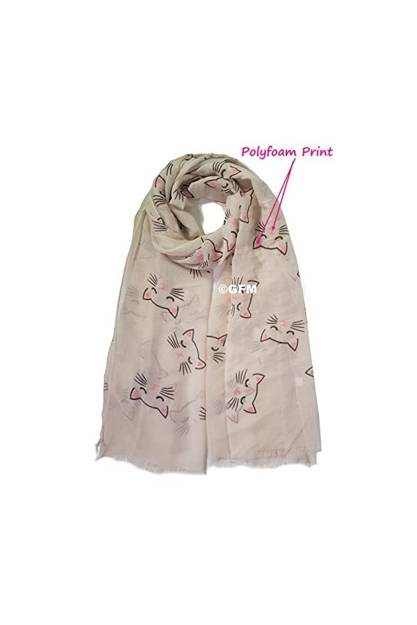 GFM Écharpe imprimé chats CTSCF-A , Beige - CT-21-TR 