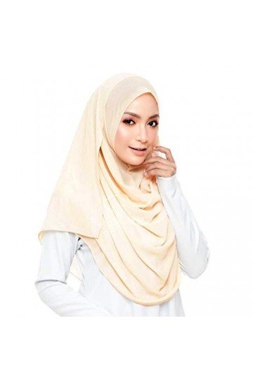 KAVINGKALY hijab femme musulmane mousseline de soie foulard bulle épaisse Christian hijab et musulman hijab beige 