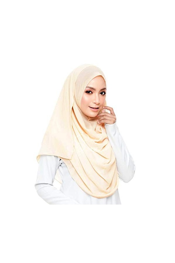 KAVINGKALY hijab femme musulmane mousseline de soie foulard bulle épaisse Christian hijab et musulman hijab beige 