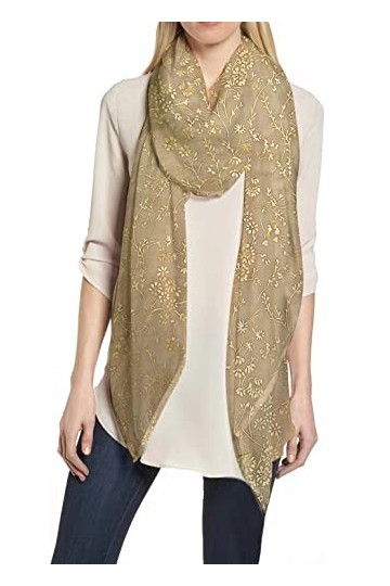 Lina & Lily Hijab Châle Écharpe Foulard Femme Fleur Beige 