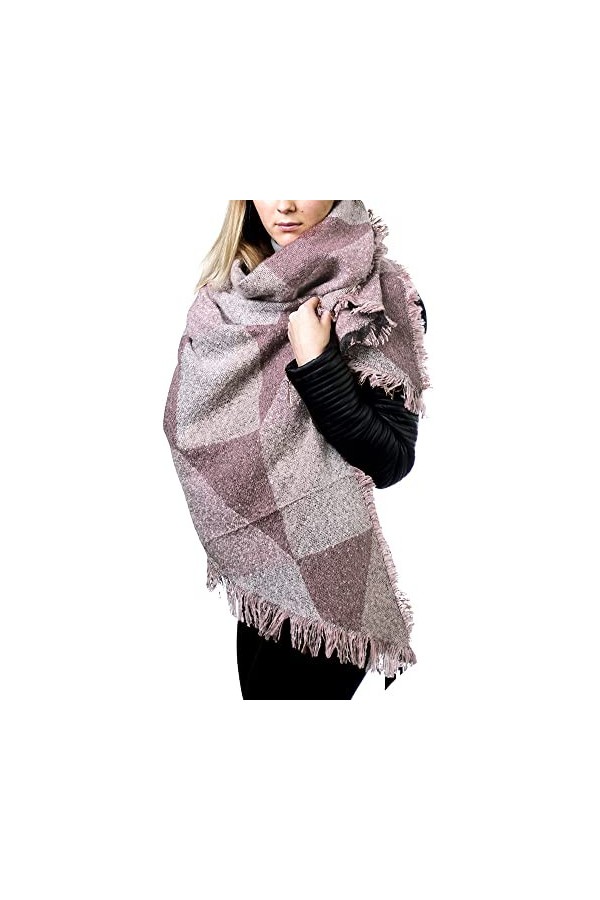 JFAN Écharpe Grand Oversize Avec Black Star 200cmx70cm Écharpe Tartan Chauffante Mode Femmes Epais Chaude Foulards Tempéramen