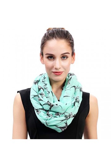 Lina & Lily écharpe tube imprimé hirondelle oiseaux Menthe verte 