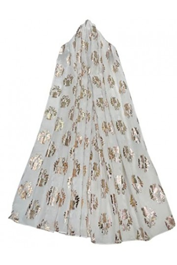 GFM Écharpe avec motif chardon écossais et fleurs métallisées, ST-SFD-Blanc, L