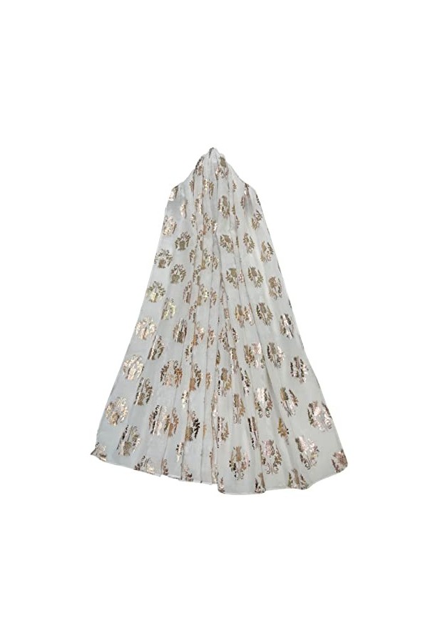 GFM Écharpe avec motif chardon écossais et fleurs métallisées, ST-SFD-Blanc, L