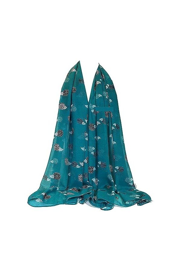 GFM® Écharpe imprimée hérisson, HH-77-TL-Bleu sarcelle, L