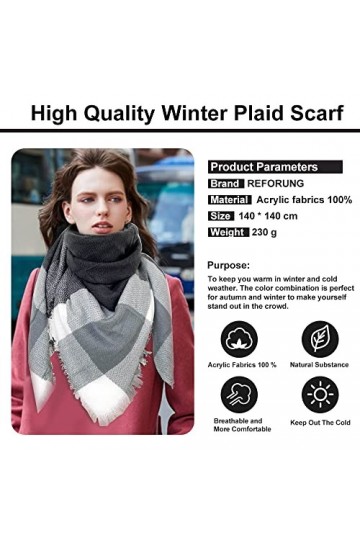 REFORUNG Echarpe Femme Hiver Echarpe Chale a Carreaux Plaid Femme Longue Écharpe Châle Grande Echarpe Femme Chaude Chale Femm