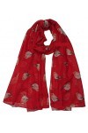 GFM® Foulard imprimé oiseaux : écharpe de Noël rouge-gorge, Rouge - RN-09-LL 