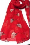 GFM® Foulard imprimé oiseaux : écharpe de Noël rouge-gorge, Rouge - RN-09-LL 
