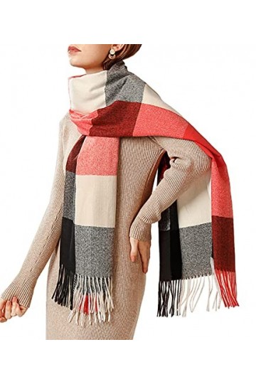 HYUET Hiver Pasmina Écharpe Châle Femmes Plaid Élégant Long Doux Chaud Étoles Écharpes Tartan Wrap Tricoté Châle Hiver Poncho