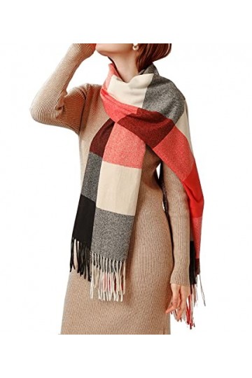 HYUET Hiver Pasmina Écharpe Châle Femmes Plaid Élégant Long Doux Chaud Étoles Écharpes Tartan Wrap Tricoté Châle Hiver Poncho