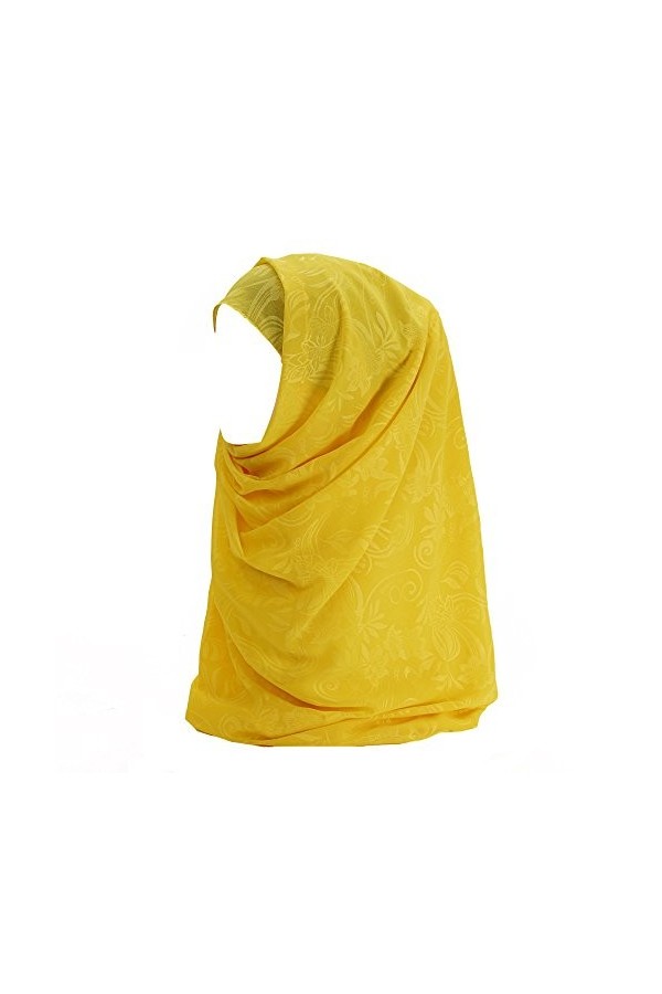 Lina & Lily Écharpe Hijab pour Femme Musulmane en Mousseline Imprimé Fleur Bleu Marine 