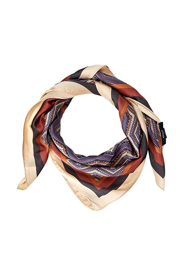 ONLY Onlcherie Life Scarf Acc Satin Écharpe, Cuir Brown/AOP:AOP, Taille Unique Femme