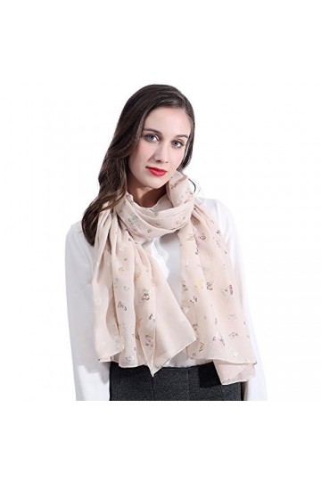 Lina & Lily Châle Écharpe Foulard Femme Papillon Beige 