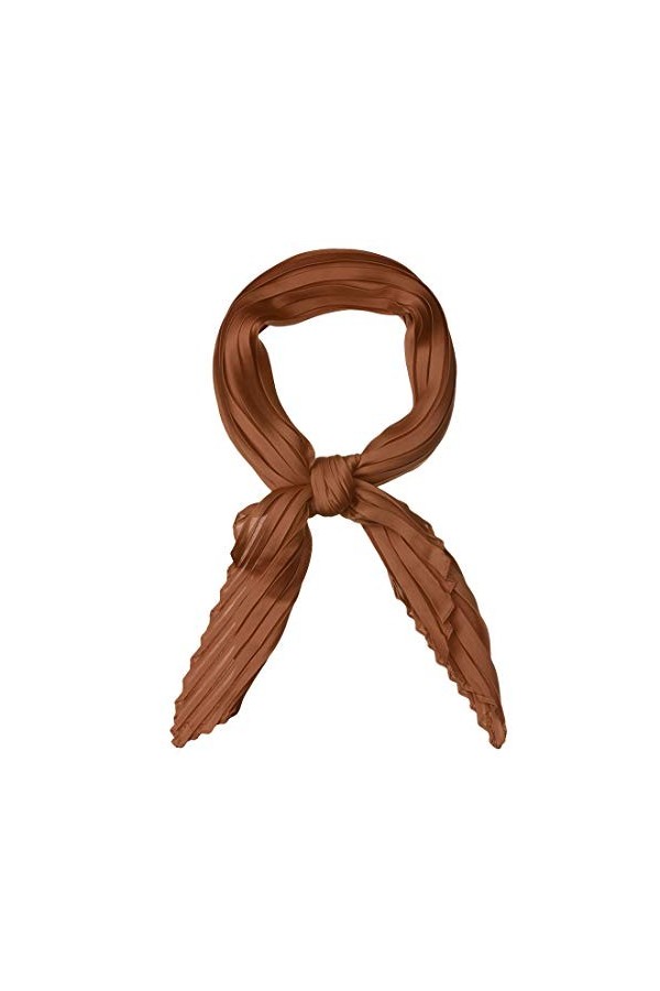 sourcing map Femmes Plissé Rhombe Tête Écharpe Enveloppes Foulard Bandana Couleur Unie Caramel 104x42cm / 40.94x16.54 L * W 