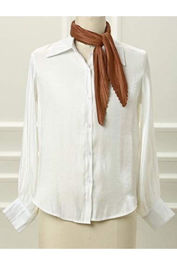 sourcing map Femmes Plissé Rhombe Tête Écharpe Enveloppes Foulard Bandana Couleur Unie Caramel 104x42cm / 40.94x16.54 L * W 