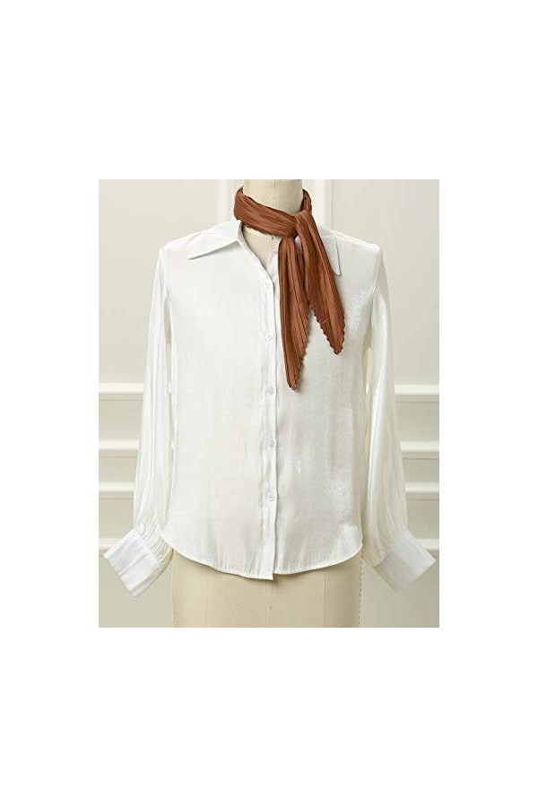 sourcing map Femmes Plissé Rhombe Tête Écharpe Enveloppes Foulard Bandana Couleur Unie Caramel 104x42cm / 40.94x16.54 L * W 