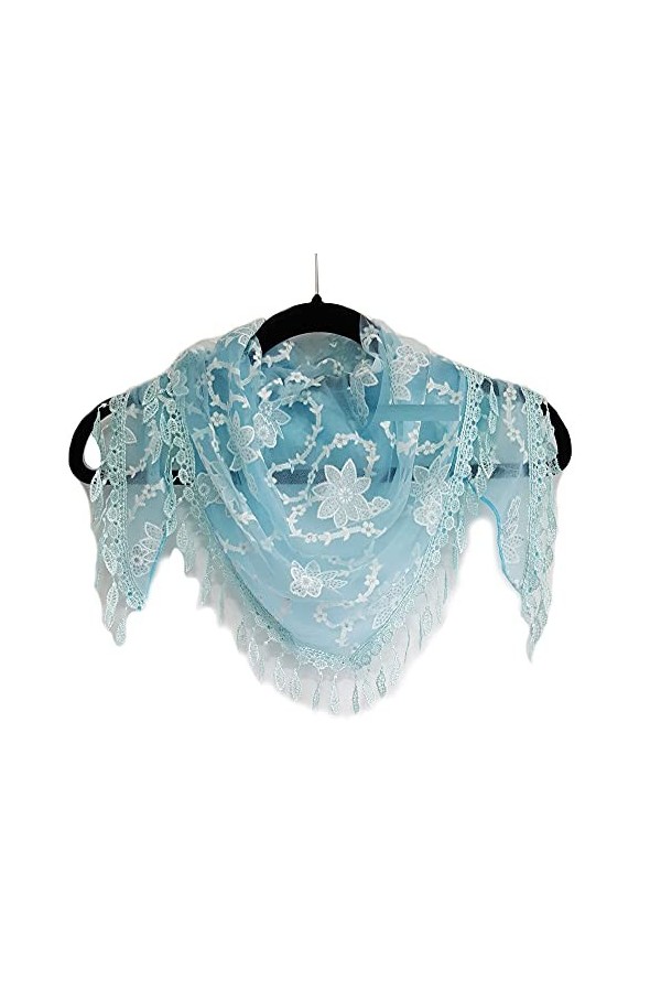 GFM Écharpe triangulaire en dentelle avec motif floral -Creme- Tri-500-DDH 